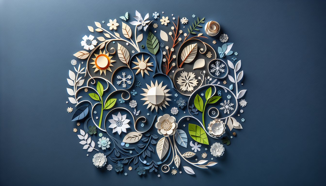 Colorful paper art depicting elements of a Season Win Prediction Quiz