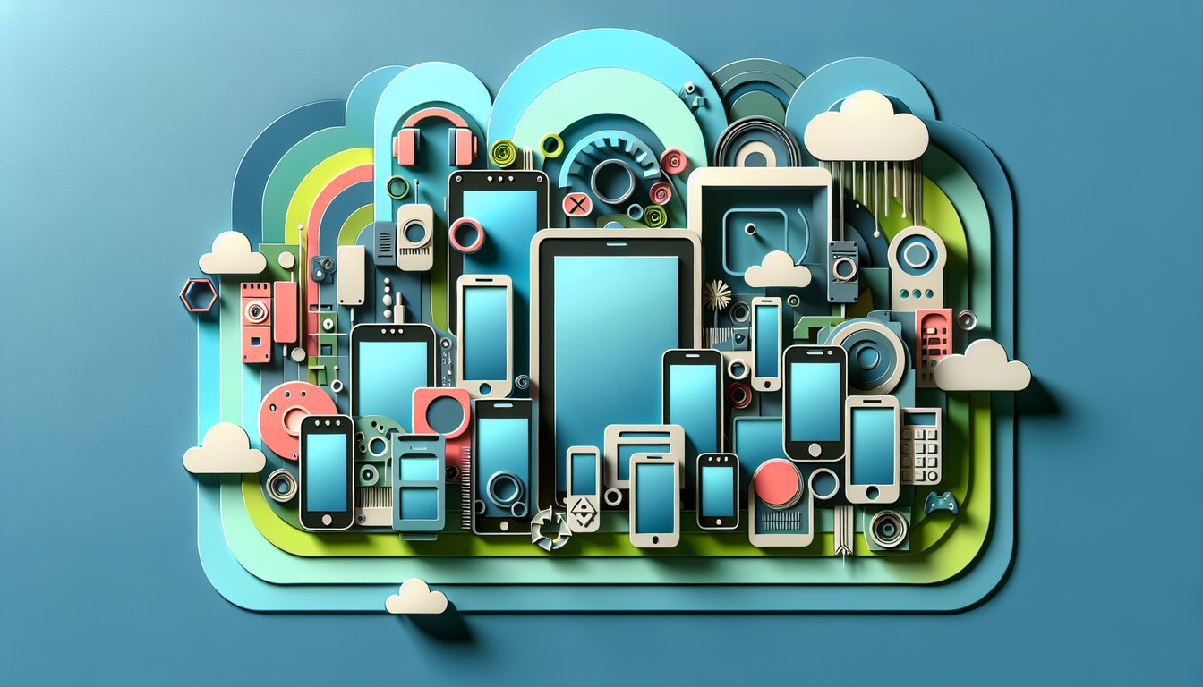 Paper art illustration for phone trivia quiz on a teal background