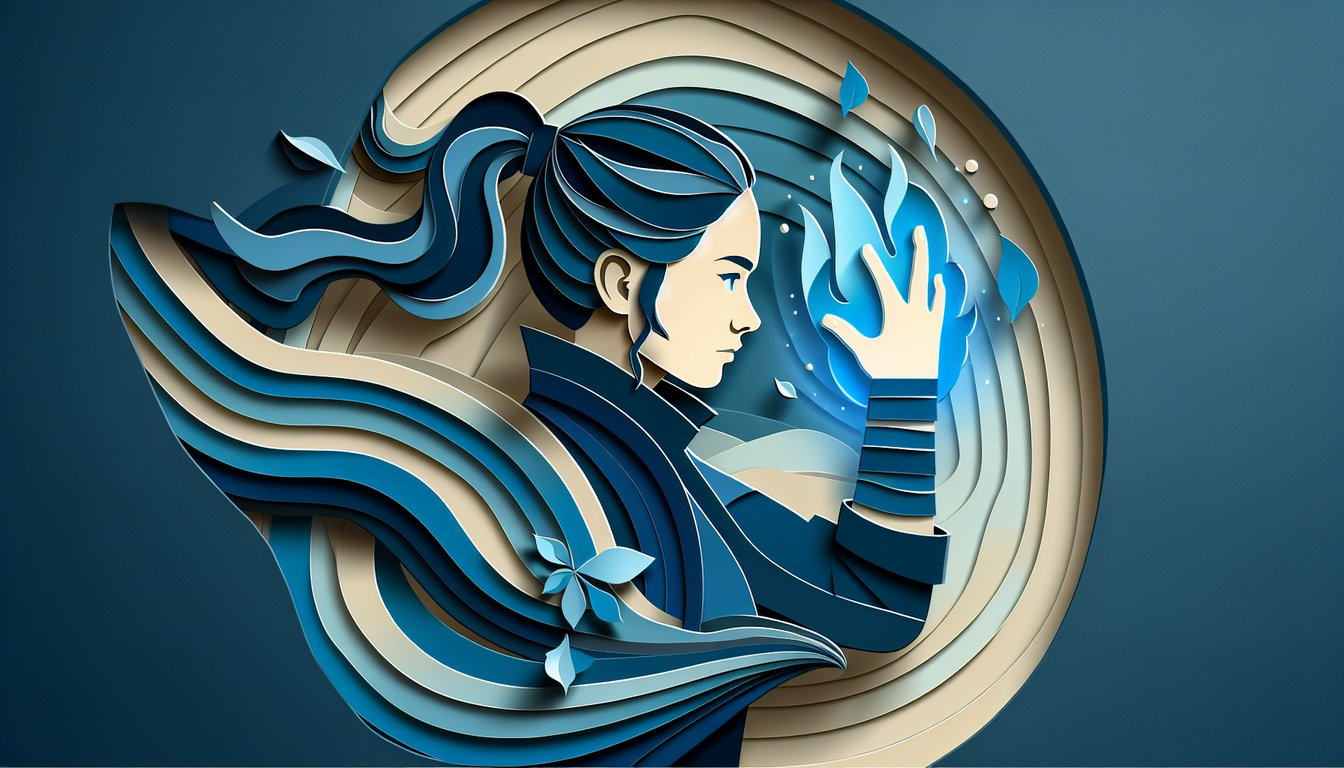 Paper art illustration for a Legend of Korra character quiz on a dark blue background