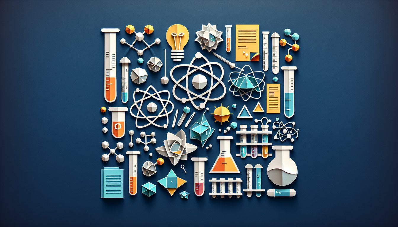 Colorful paper art promoting a high school chemistry trivia quiz for Regents exam preparation.