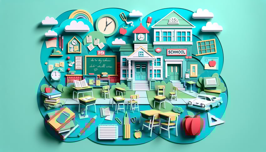 Paper art illustration quiz banner featuring Cory Shawn Topanga on teal background for Boy Meets World trivia challenge