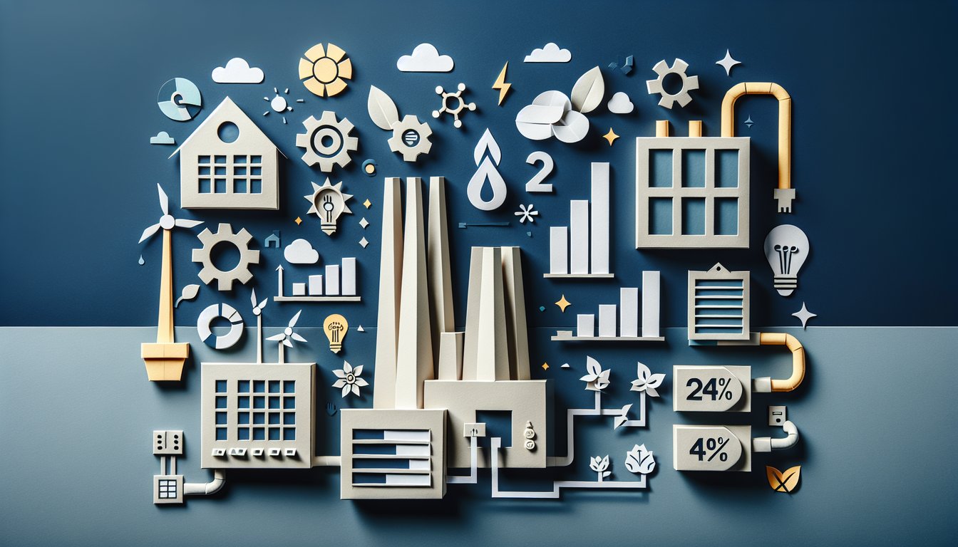 Colorful paper art representing energy consumption and power plant for a trivia quiz