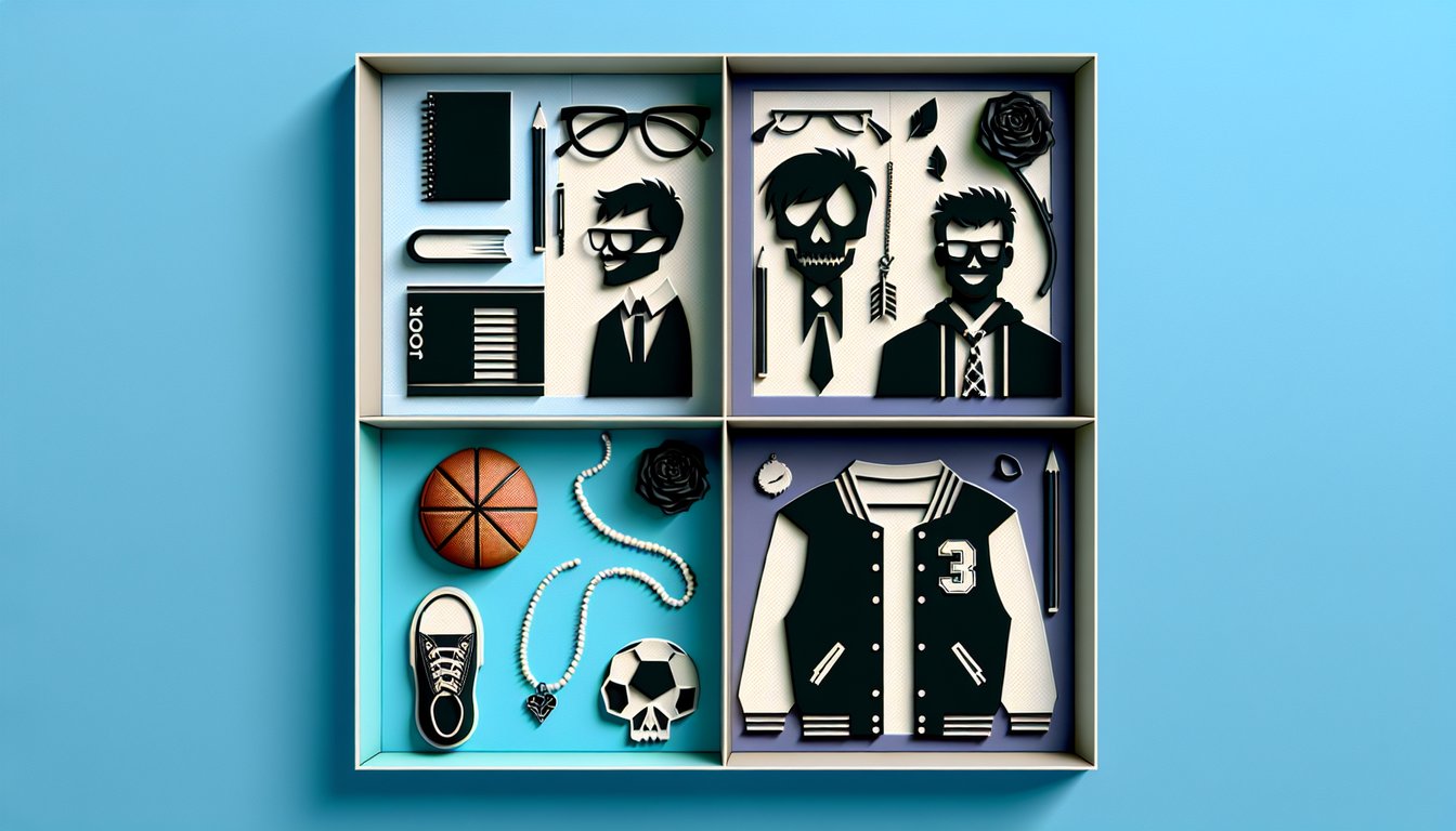 Paper art illustration for personality quiz on sky blue background