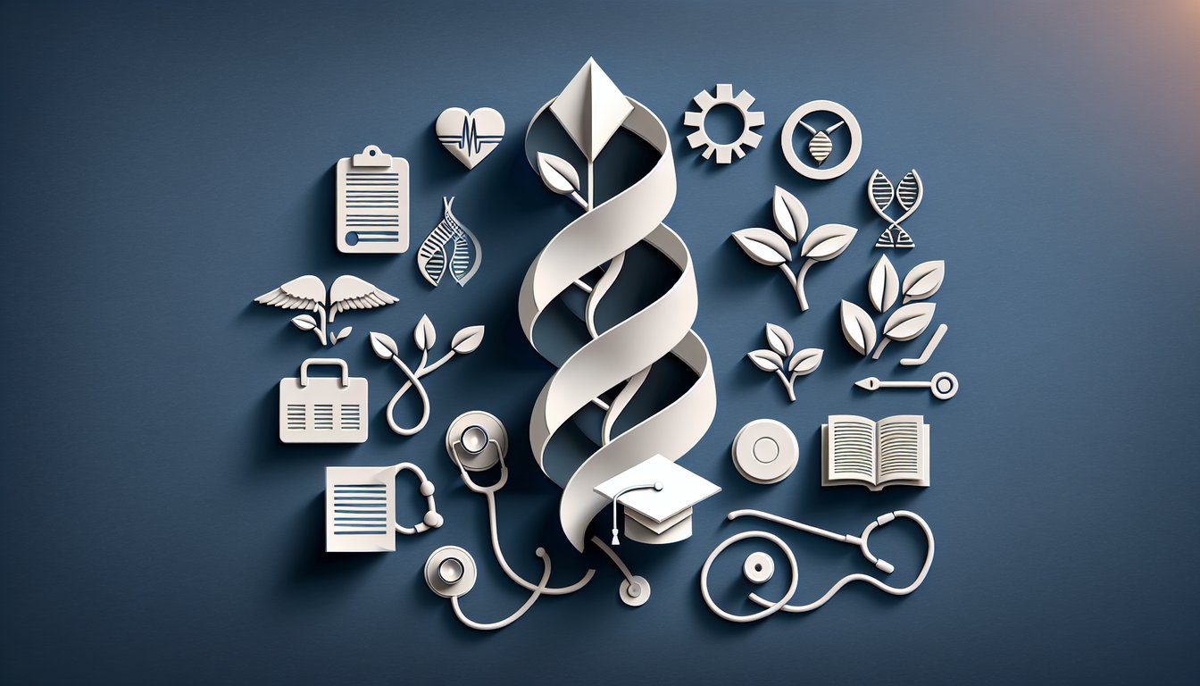 paper art illustration for growth and development quiz showing child milestones and nursing icons on dark blue background