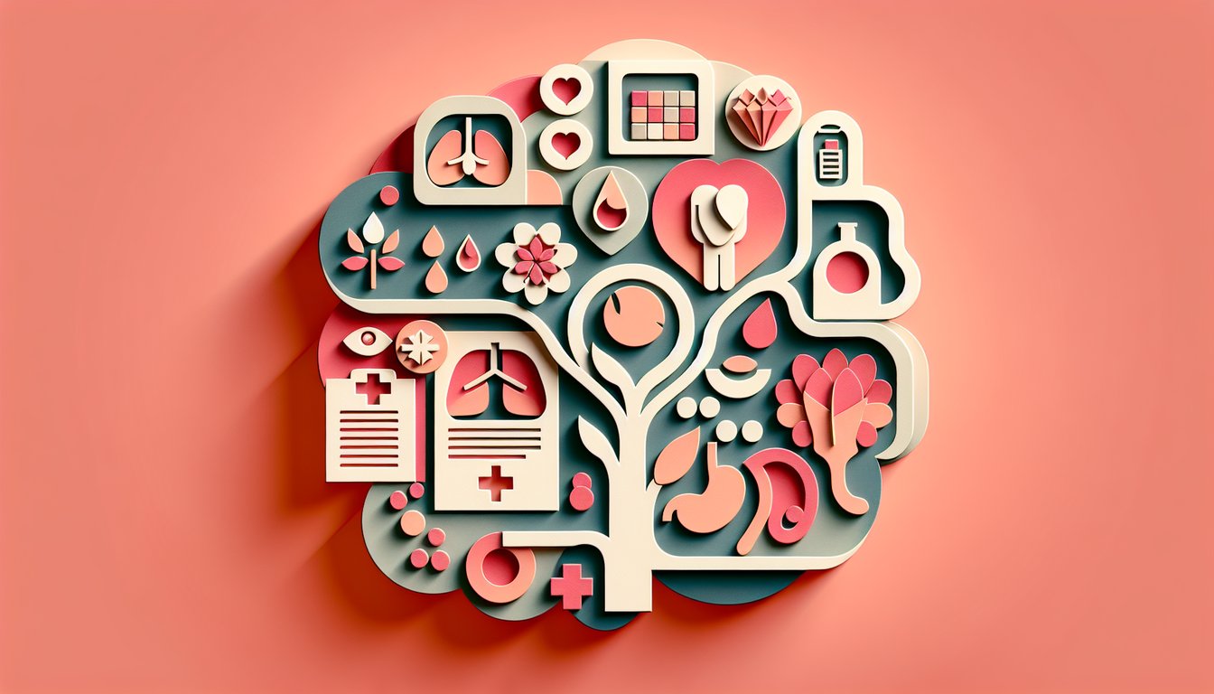 Paper art illustration for gallbladder removal quiz on a coral background