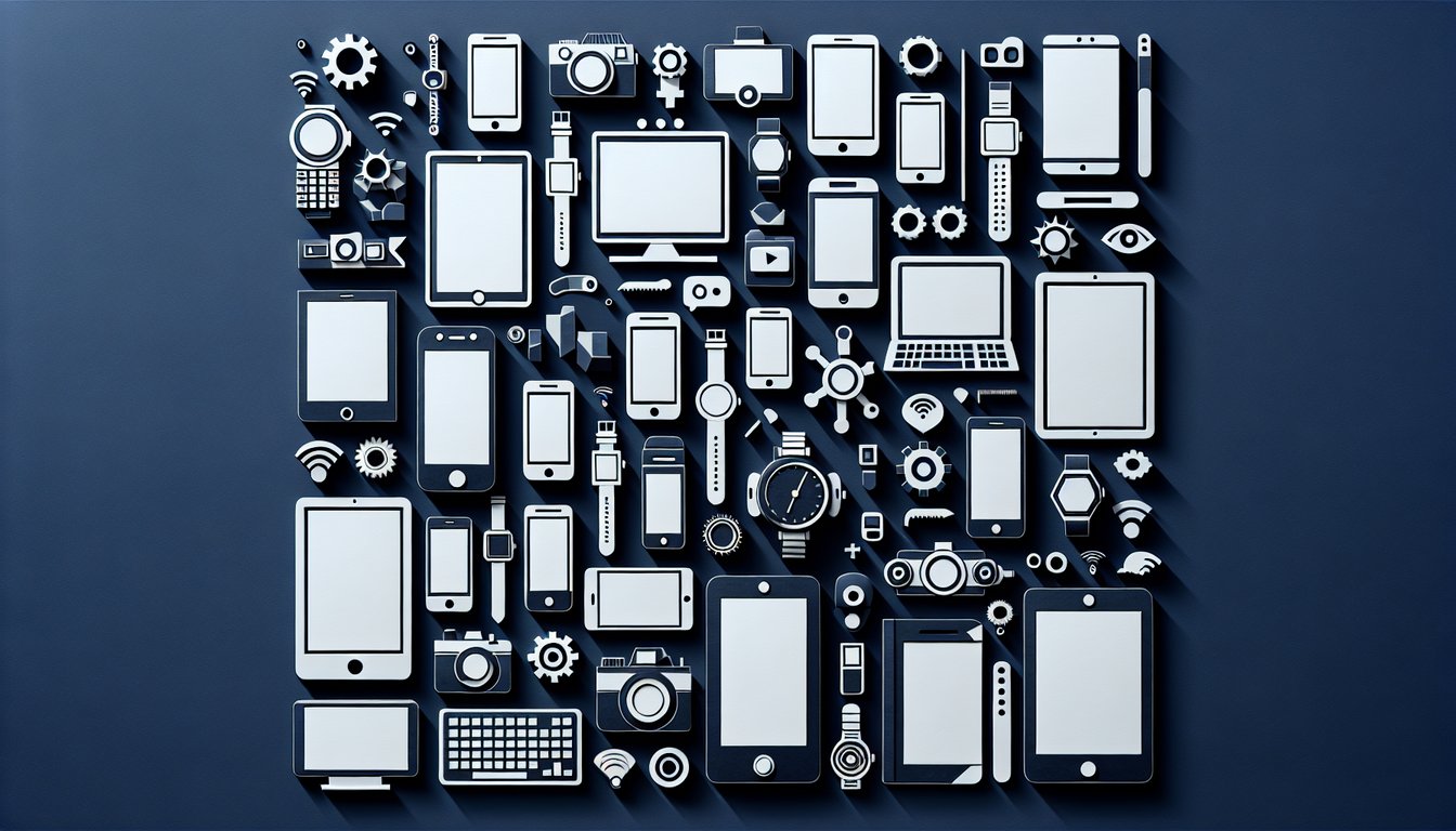 Colorful paper art depicting elements related to a Mobile Device Identification Quiz.