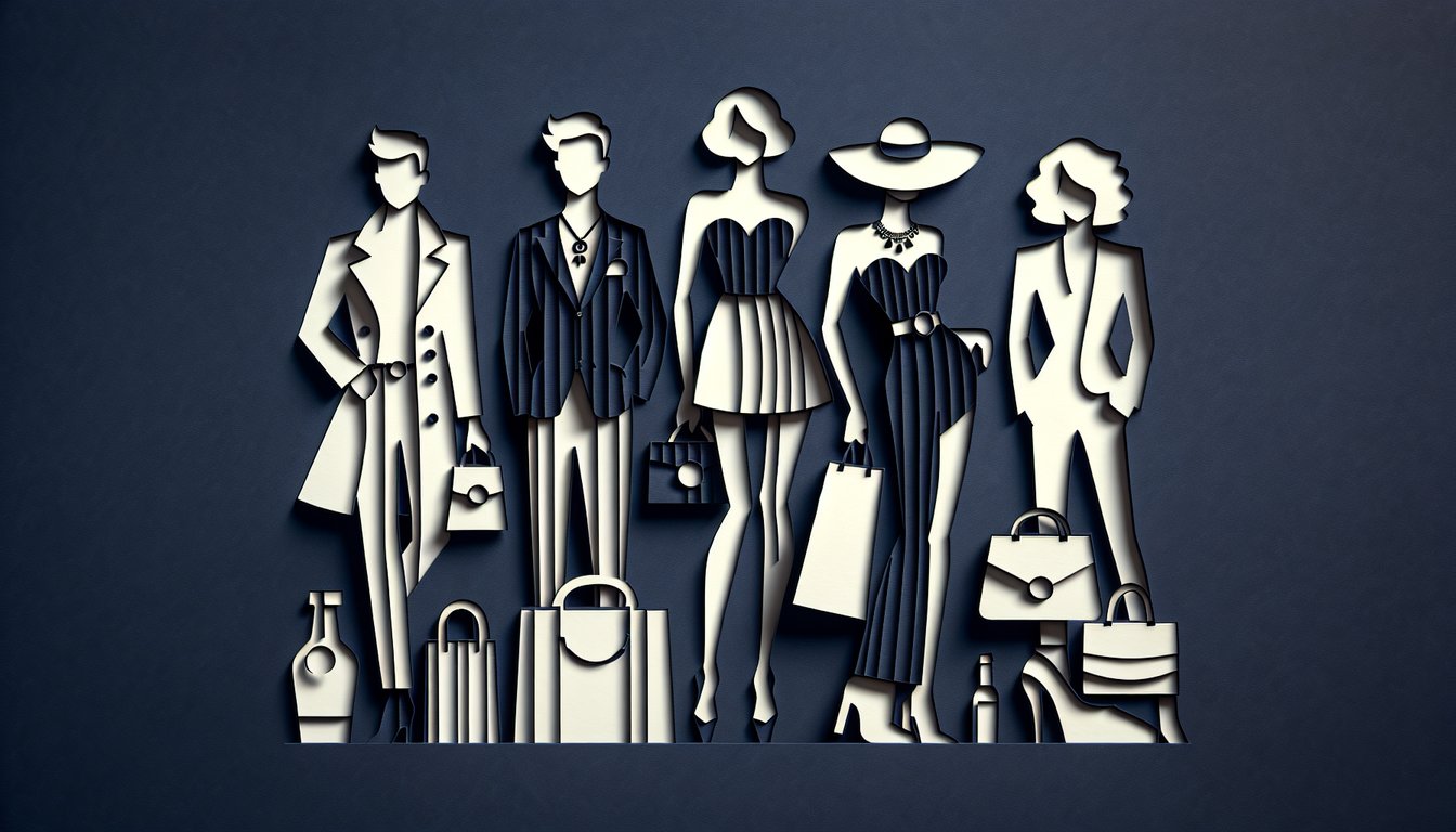 Paper art illustration for a Kardashian personality quiz on a dark blue background