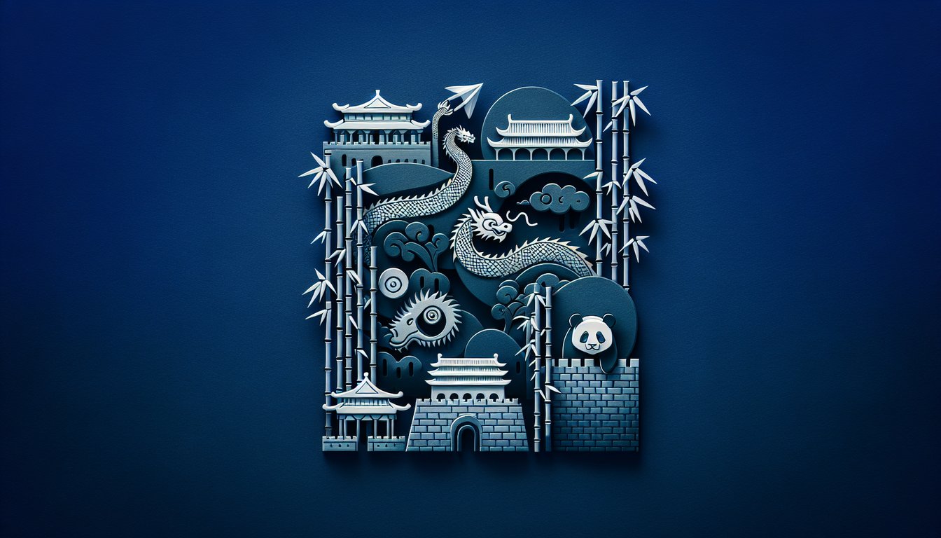 3D voxel art illustrating the Gov  Pol of China course content