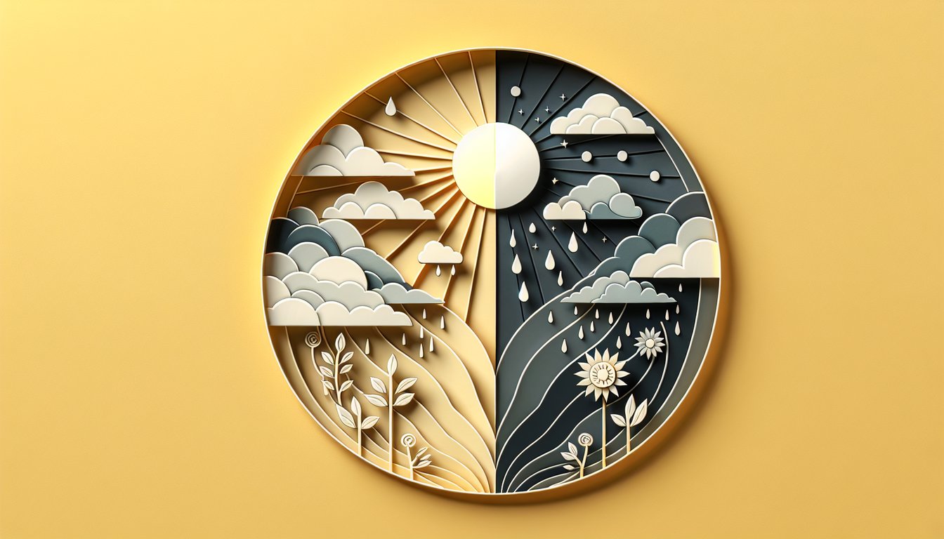 Paper cutouts of a sad figure and question mark on golden yellow background for quiz to assess mood and emotional health