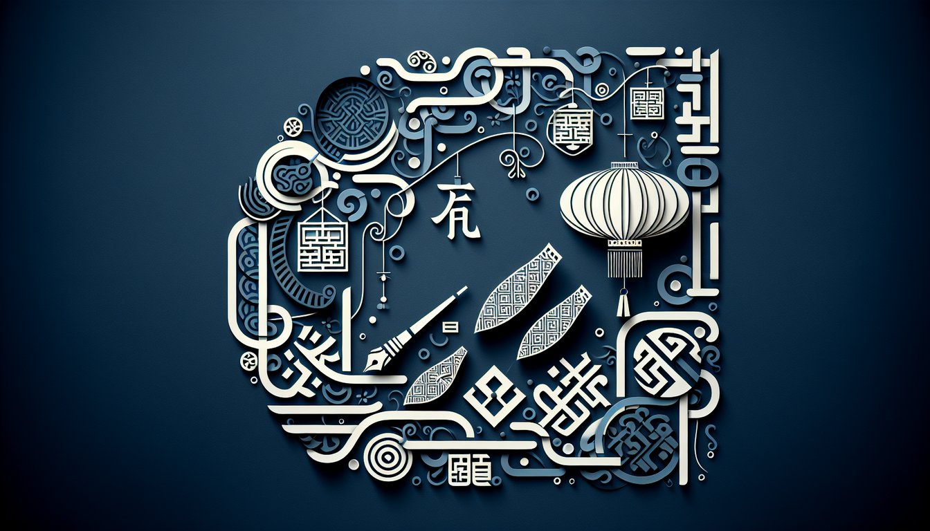 3D voxel art illustrating Advanced Chinese II course material
