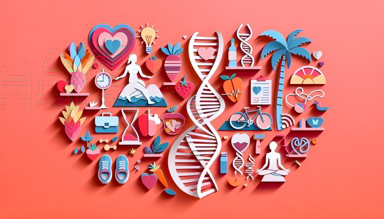 Paper art scene with icons and text inviting users to estimate days left based on lifestyle on a coral background