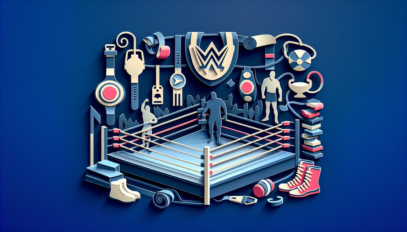 Paper art wrestling ring and masks on dark blue promoting free WWE quiz to discover if you are The Rock Stone Cold