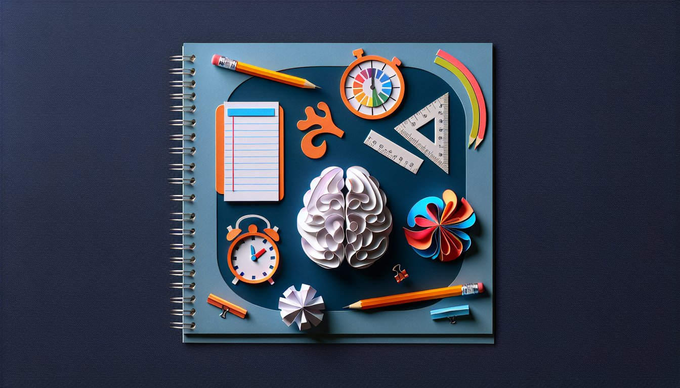 Colorful paper art promoting Ace Psych 101 Exam, an interactive trivia quiz for psychology students.