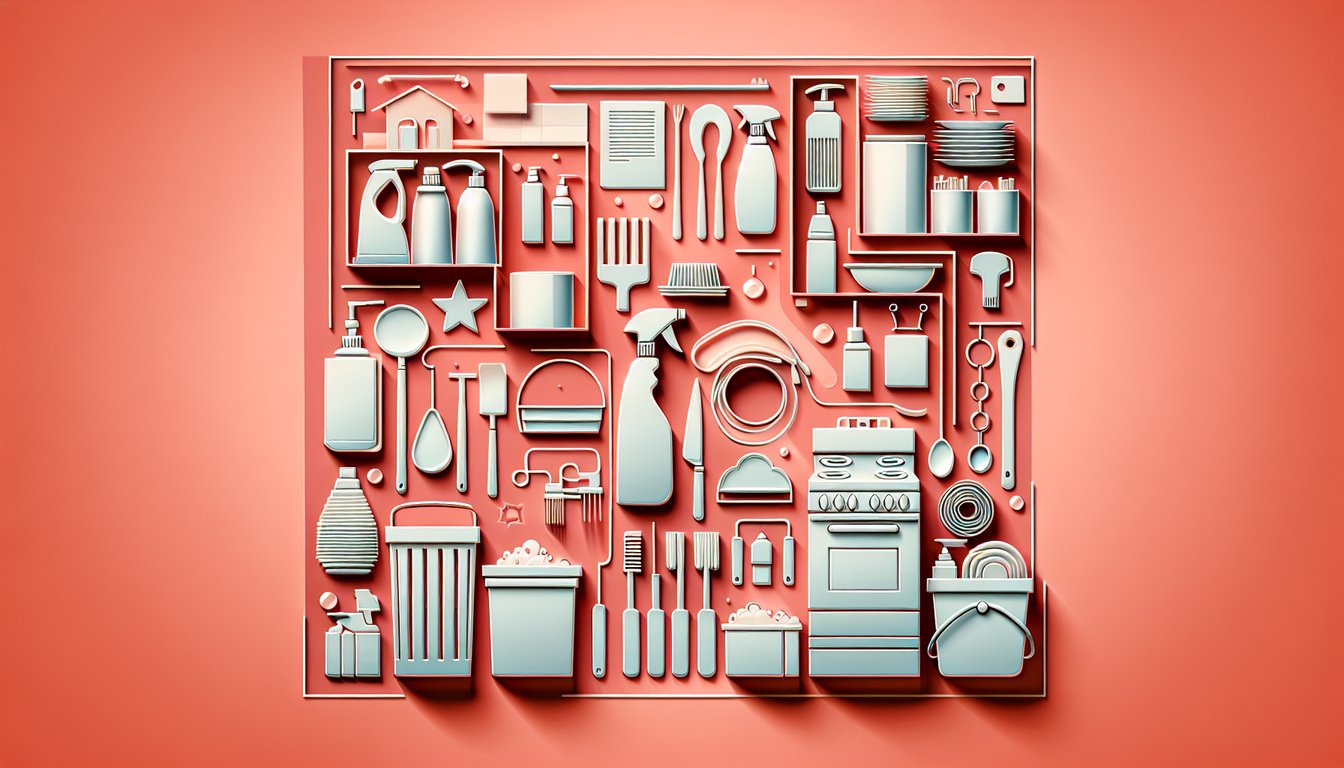 Paper art illustration of fork knife spoon checklist on coral background for ServSafe sanitation utensils serving quiz
