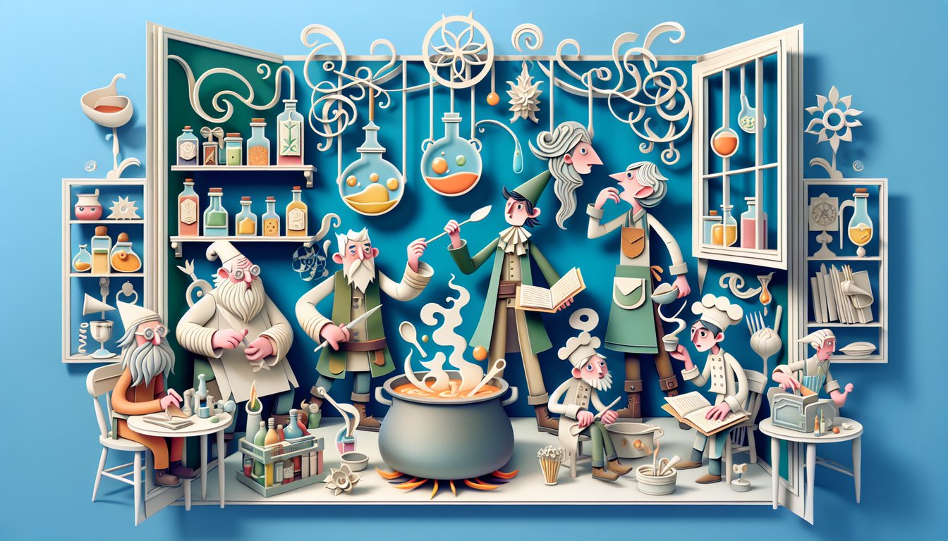 Paper art scene featuring colorful Chowder characters on sky blue background inviting users to take a fun personality quiz.
