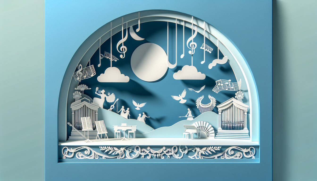 Paper art illustration for Julie and the Phantoms quiz on a sky blue background