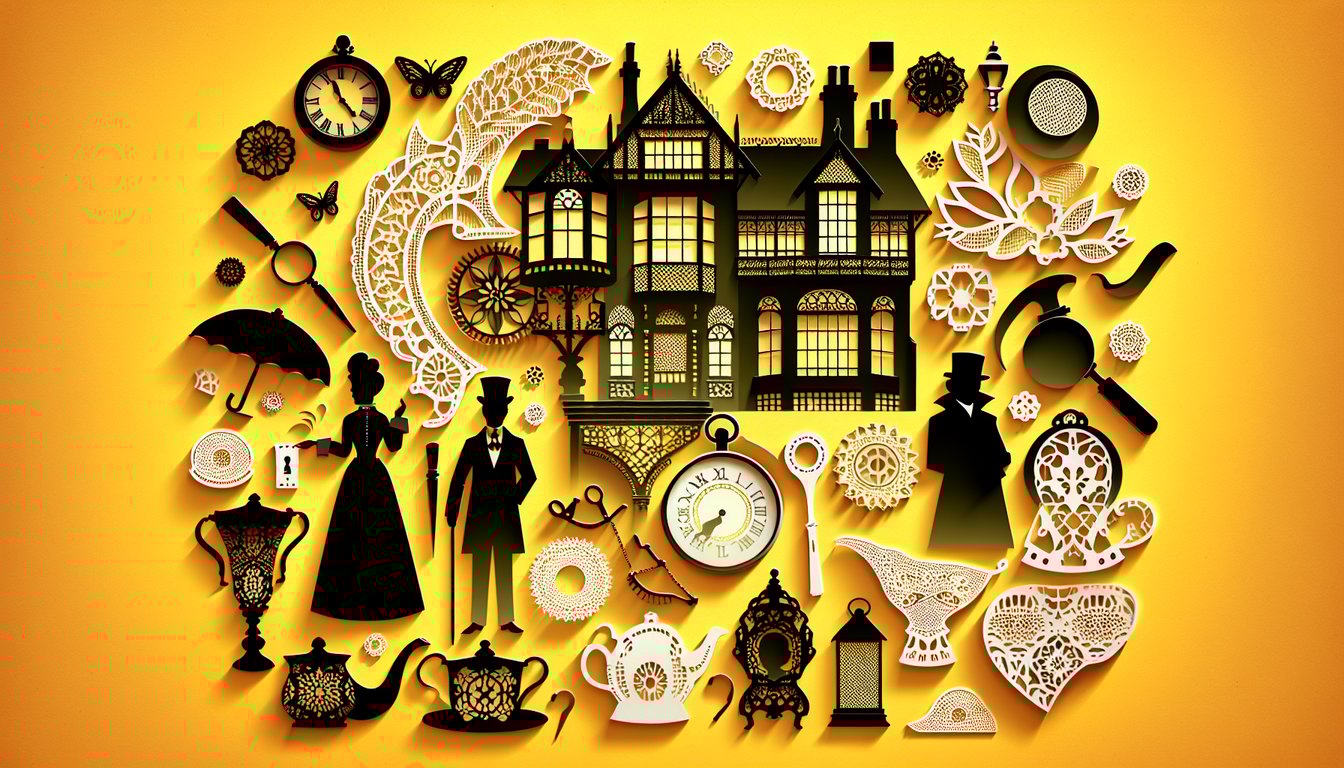 Paper art illustration for Black Butler character quiz on a golden yellow background.