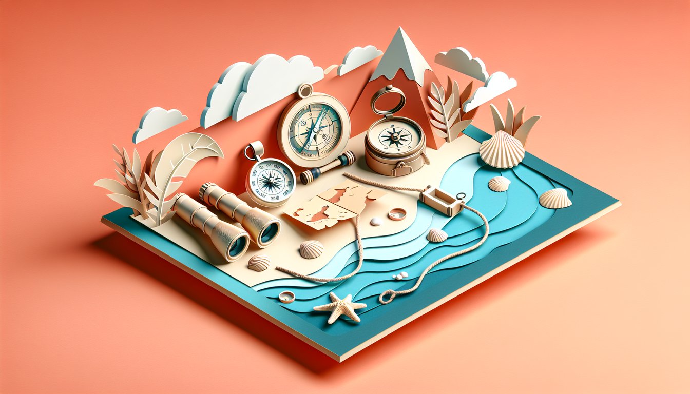 Paper art illustration for Outer Banks soulmate quiz on a coral background