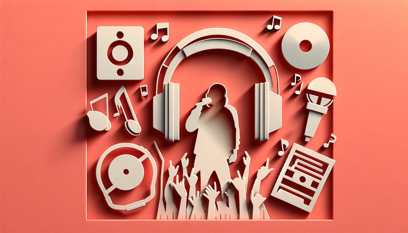 Paper art style Lil Wayne portrait with quiz title free Lil Wayne facts trivia on coral background