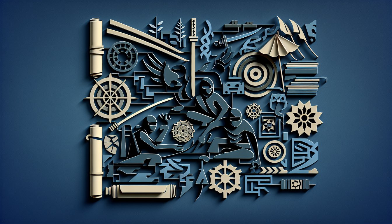 Paper art illustration for Naruto Chunin Exam quiz on dark blue background