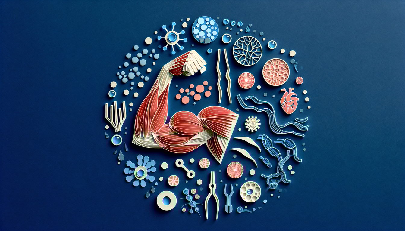 Paper art depicting a trivia quiz on muscle contraction mastery for students.