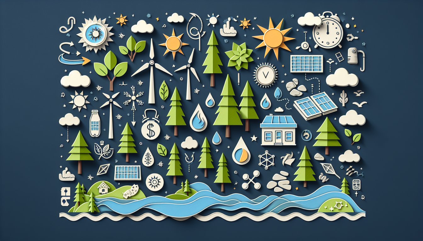 Colorful paper art depicting elements of nature for Natural Resources Knowledge Quiz