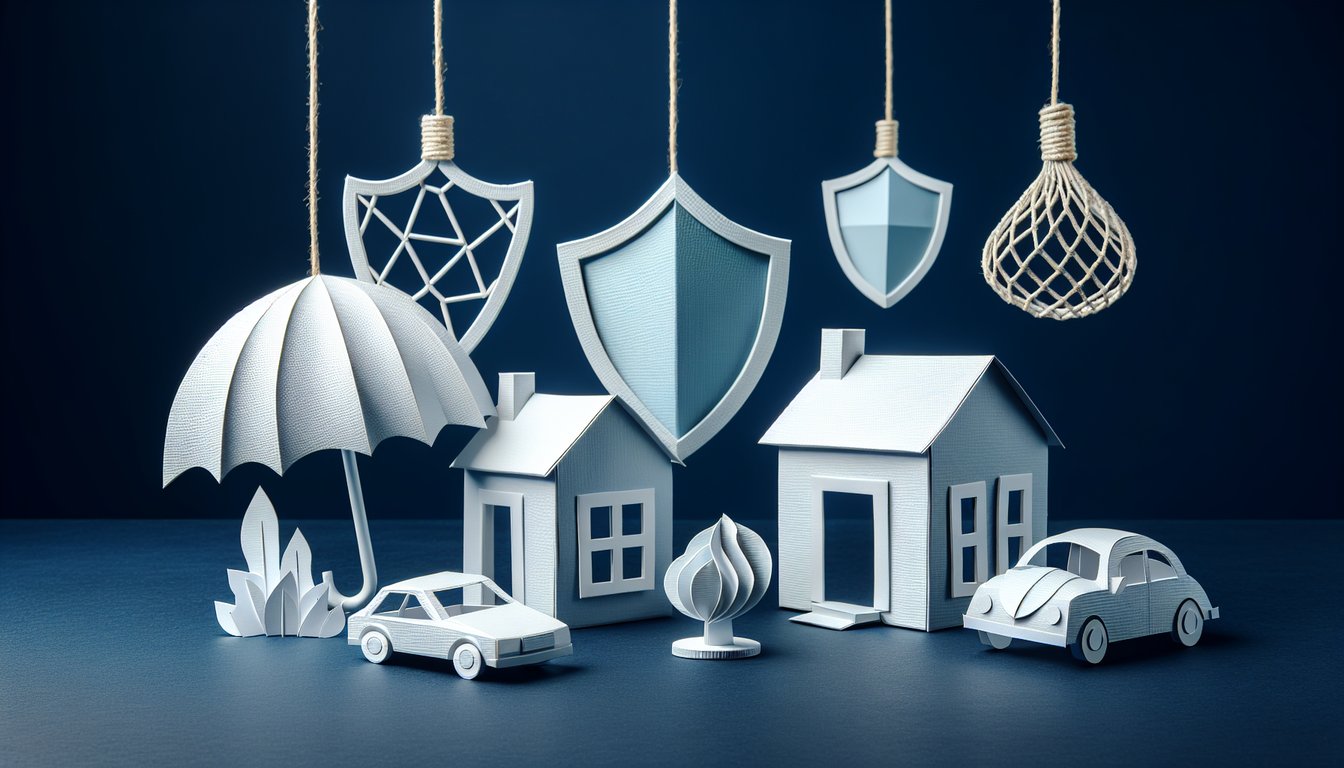 Colorful paper art depicting elements related to Insurance Fundamentals Assessment Quiz