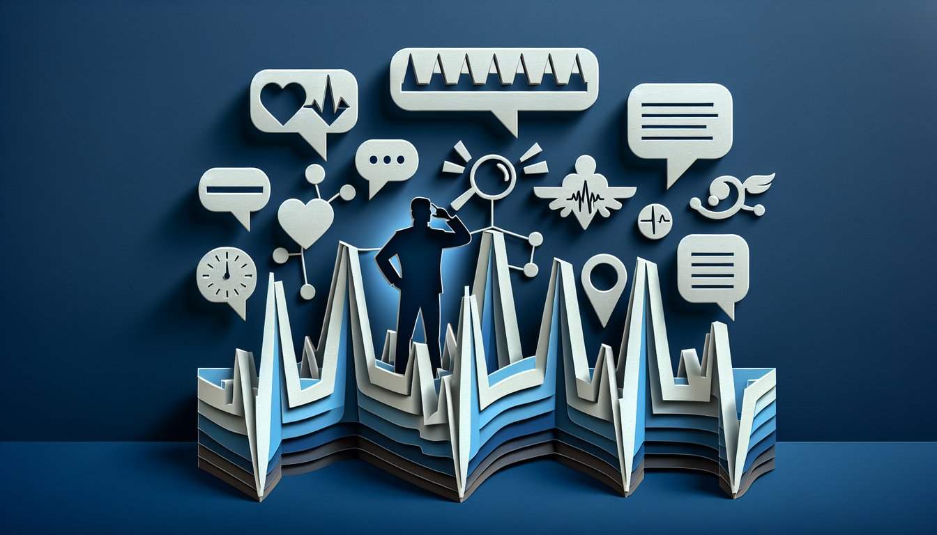 Paper art illustration for EKG practice test quiz on a dark blue background