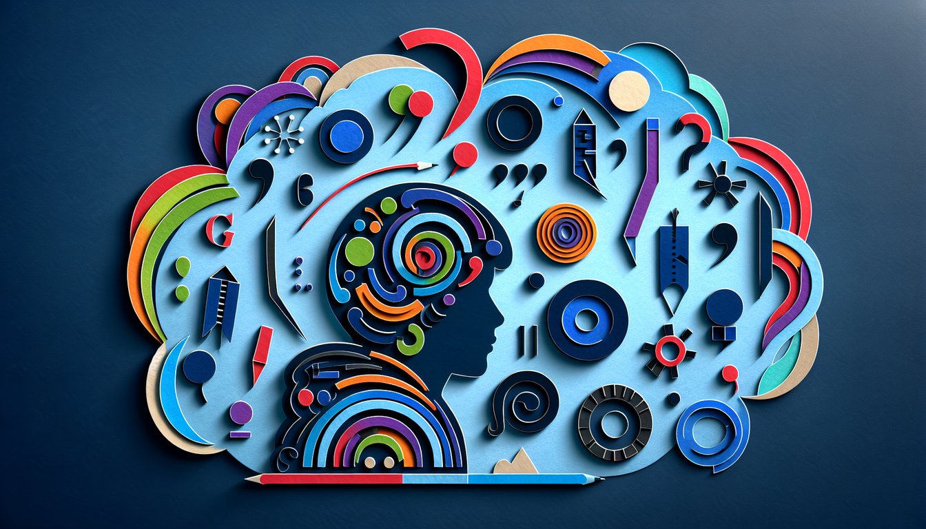 Colorful paper art promoting Ace ACT Punctuation, a high school level quiz for punctuation skills.