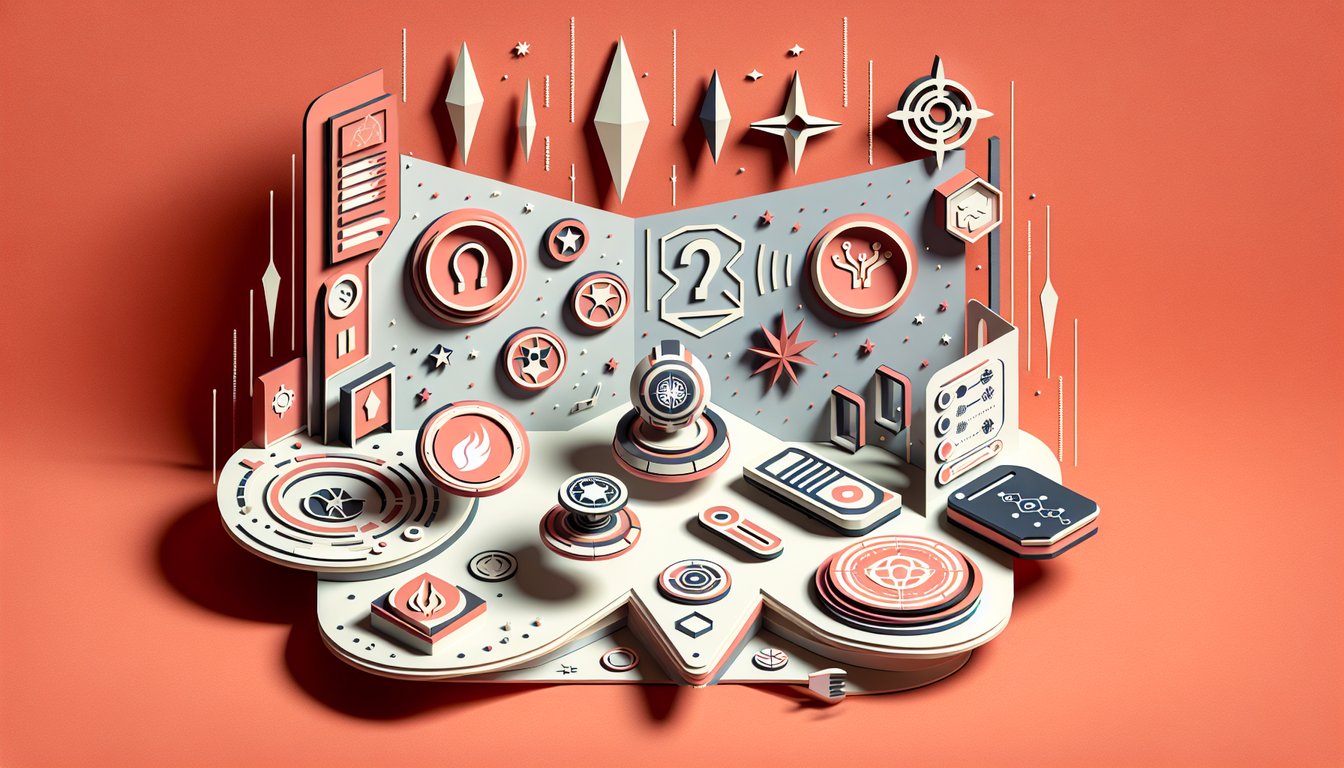 Paper art illustration for Mandalorian clan personality quiz on a coral background