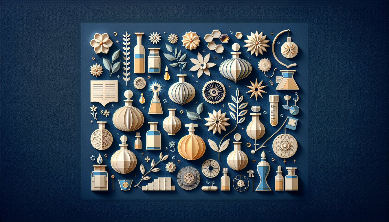 Colorful paper art depicting elements related to Perfume History Trivia Quiz