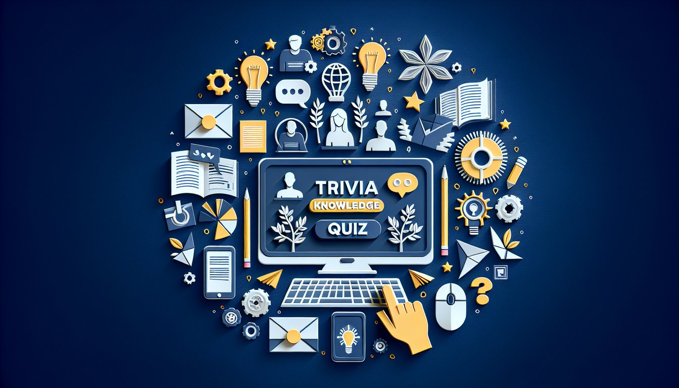 Colorful paper art depicting elements related to an online fan community knowledge quiz