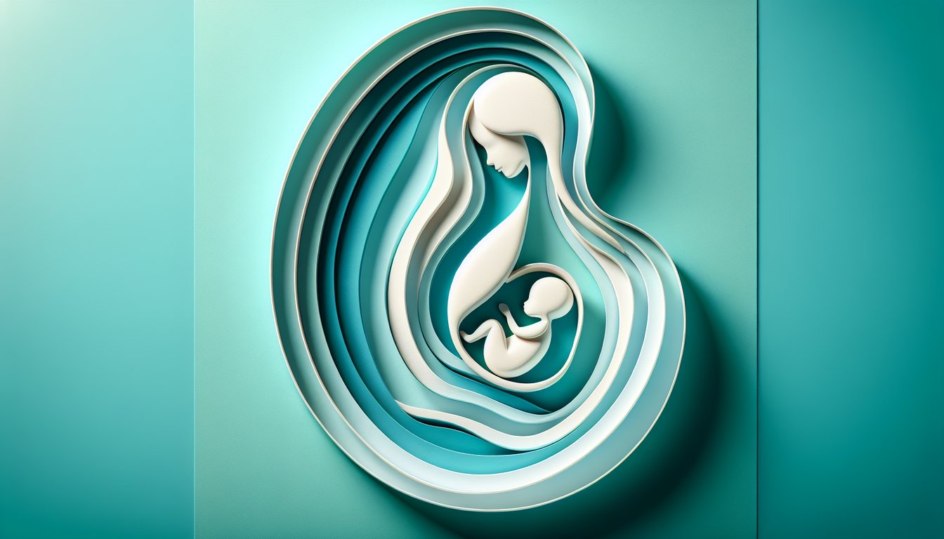 Paper art illustration showing fetal positions on a teal background with quiz title and NCLEX-style question motifs