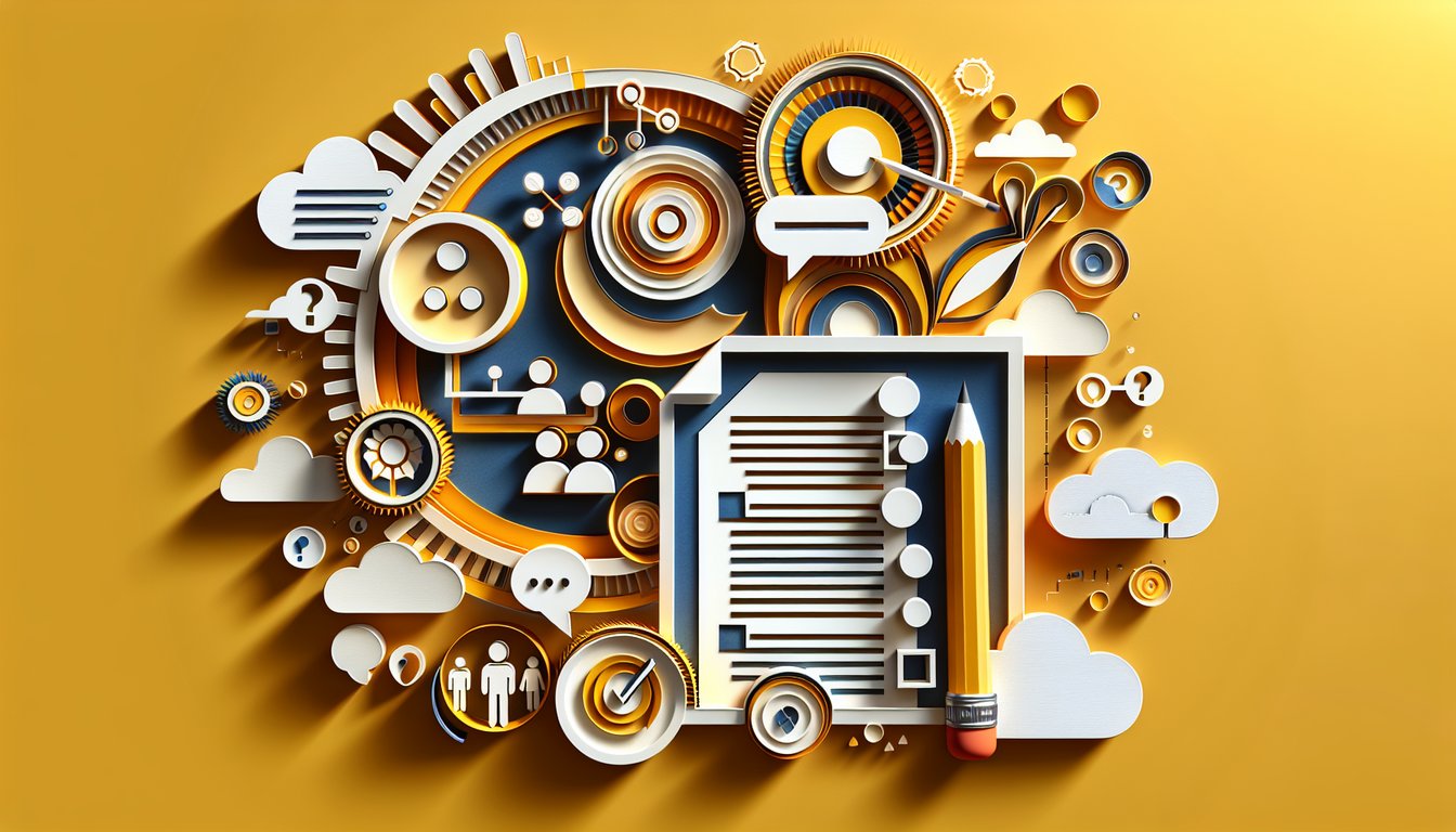 Paper art illustration for social struggle quiz on a golden yellow background