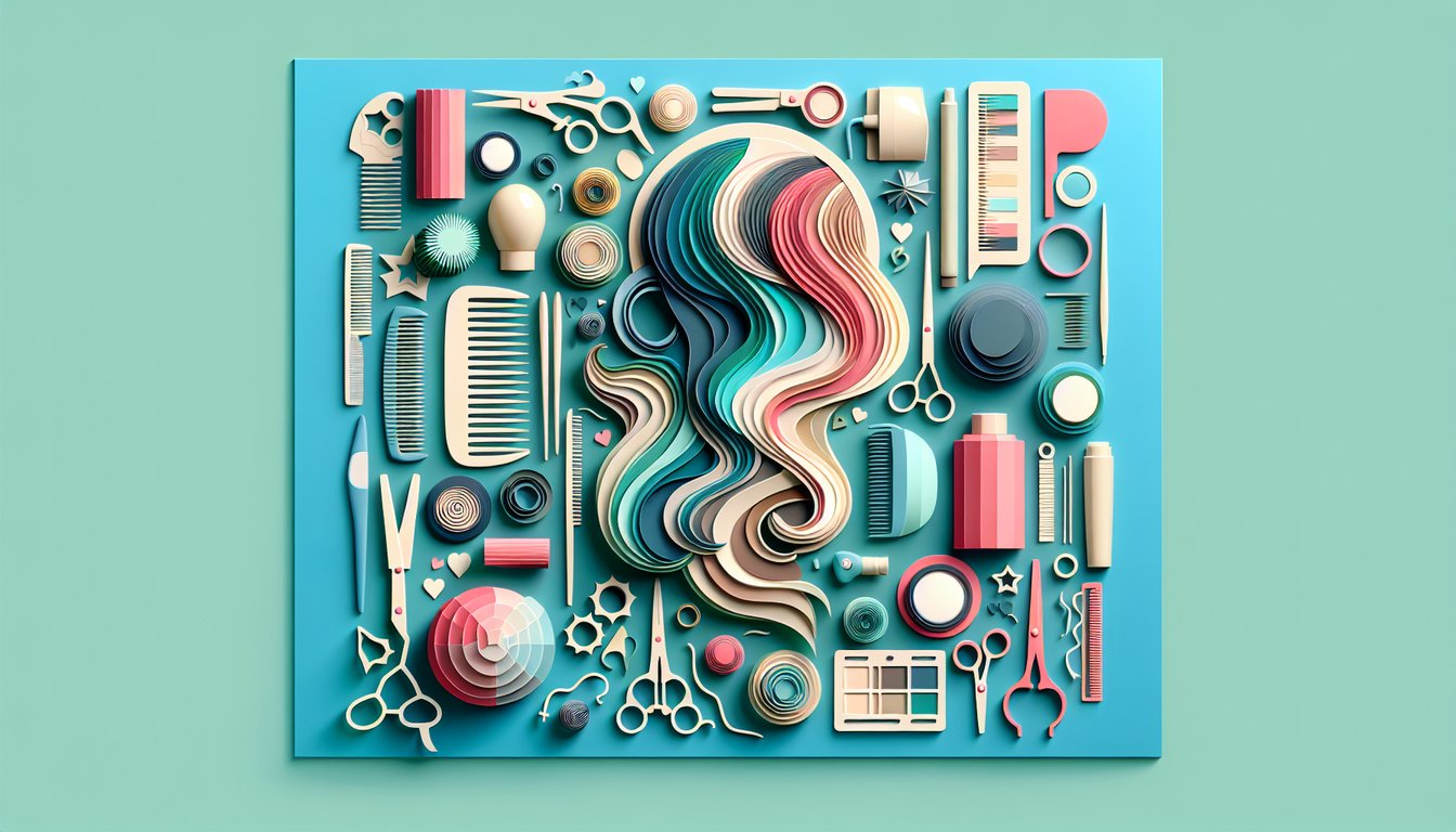 paper art portrait of woman with flowing balayage hair swirls quiz text overlay on teal background