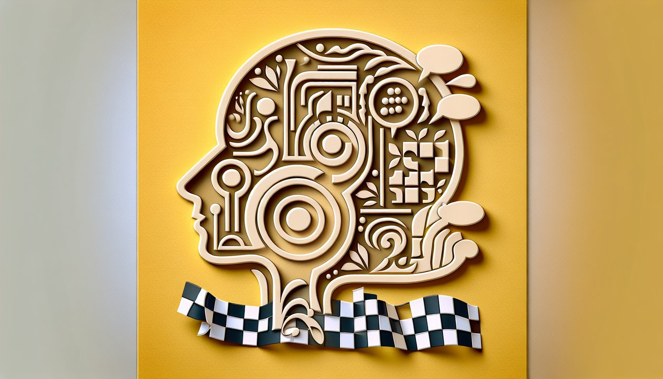 Paper art illustration for speech impediment test quiz on golden yellow background