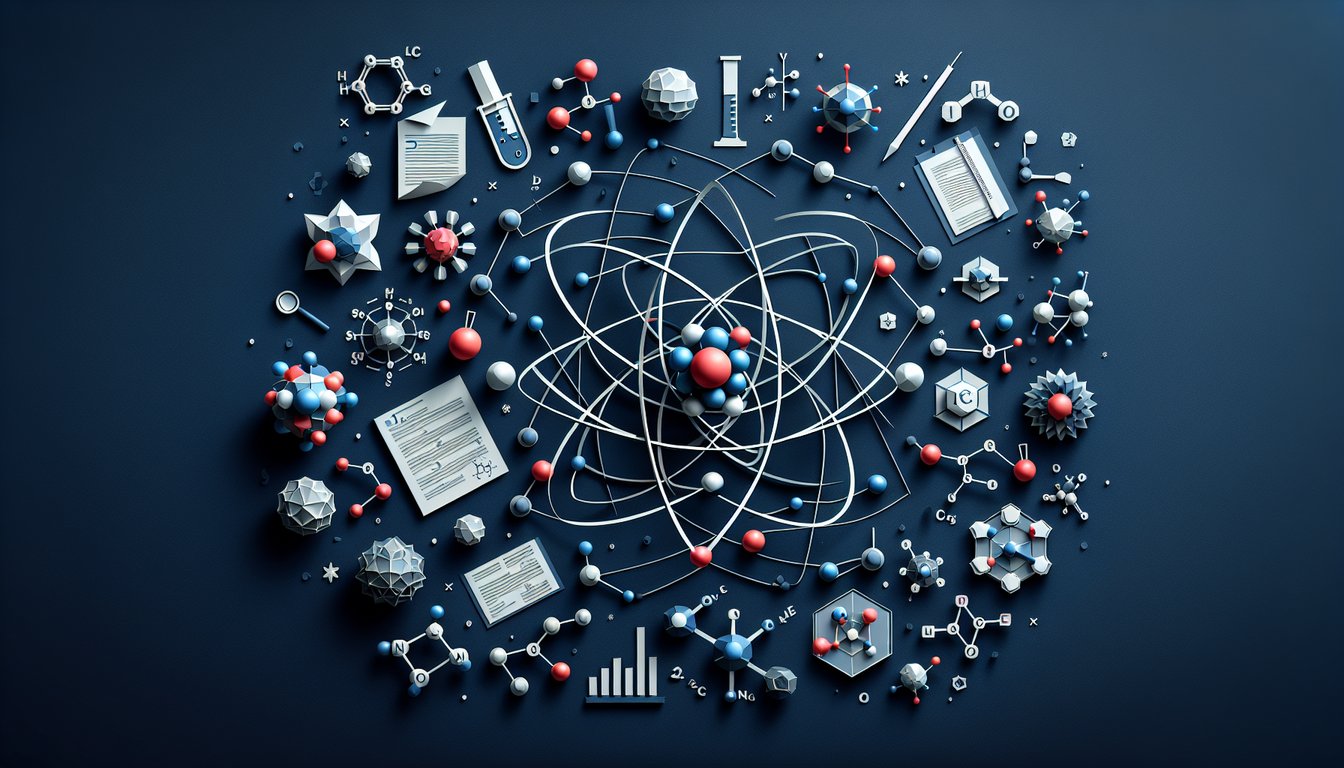 Colorful paper art promoting Molecular Madness, a high school-level molecular science quiz.