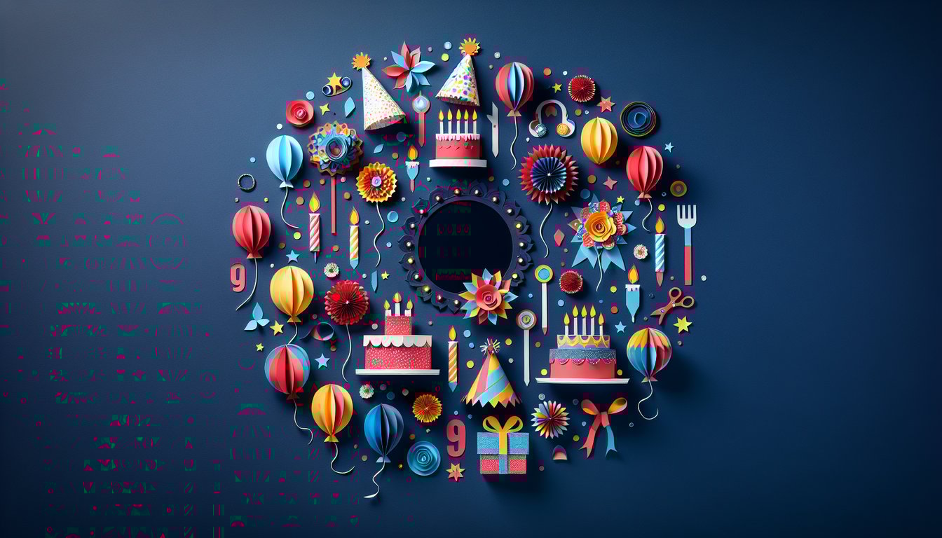 Colorful paper art depicting elements related to Birthday Trivia Quiz.