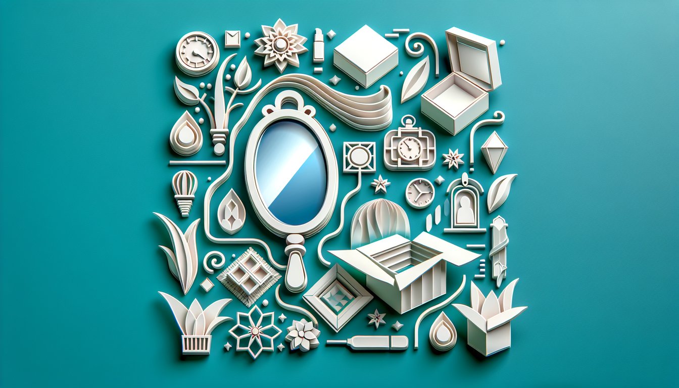 Paper art illustration on teal background showing stylized bedroom items quiz reveal bedroom vibe and sex type