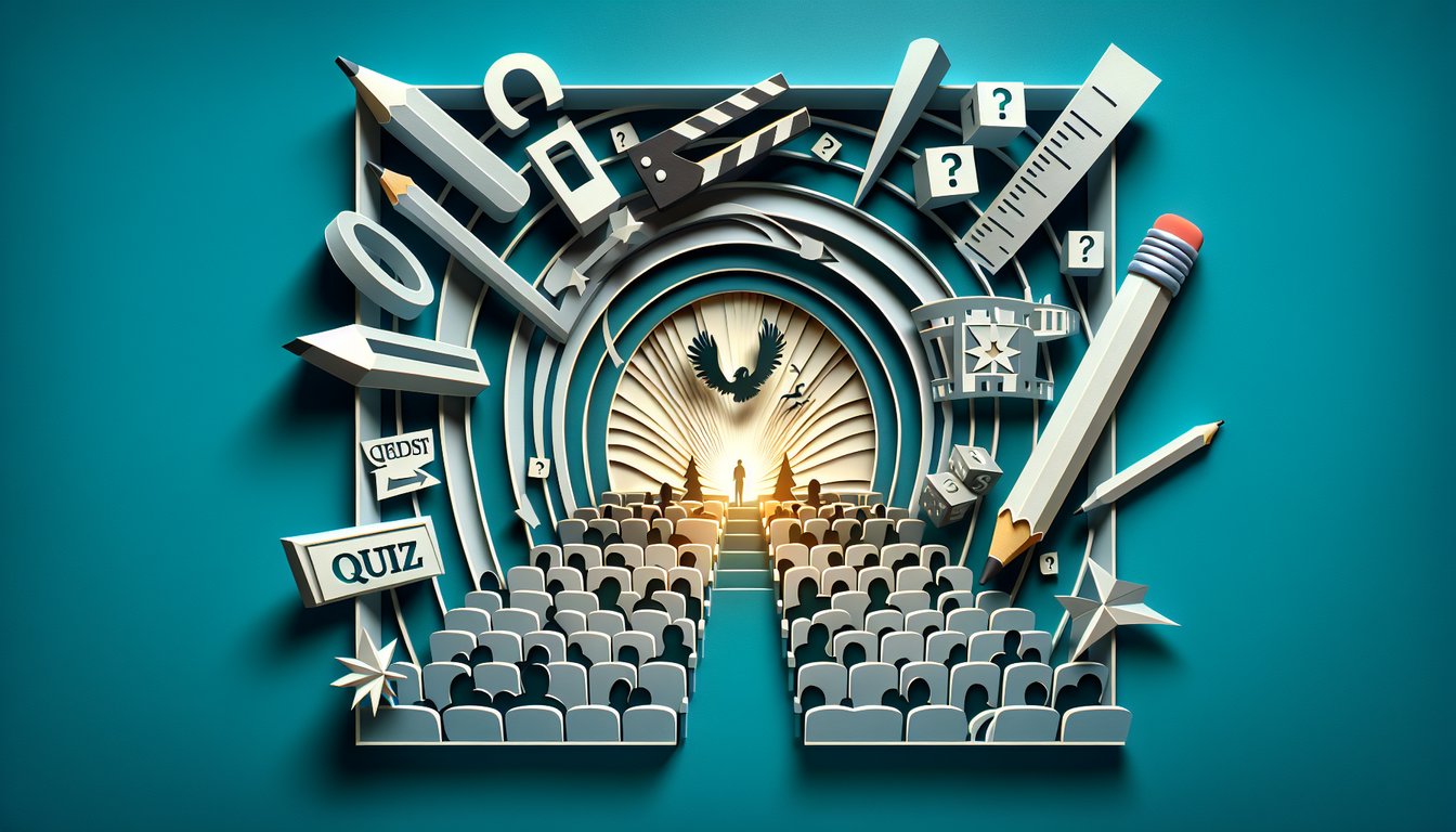 Paper art illustration for Unfaithful ending trivia quiz on teal background