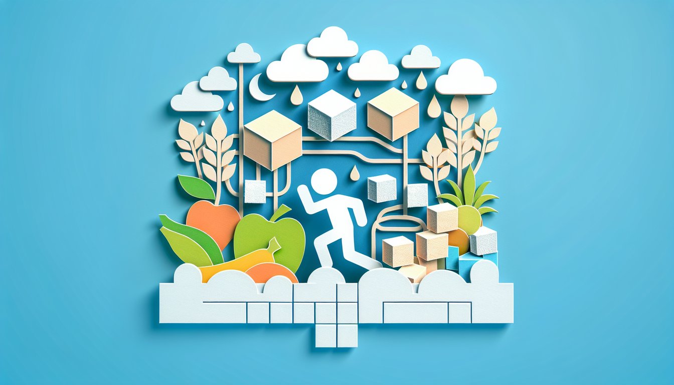 Paper art sweets and candies on sky blue background with quiz prompt to test sugar cravings level