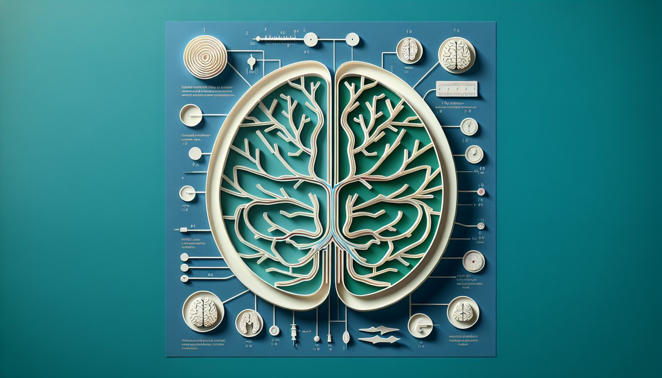 Paper art illustration for Circle of Willis and cranial nerves quiz on teal background