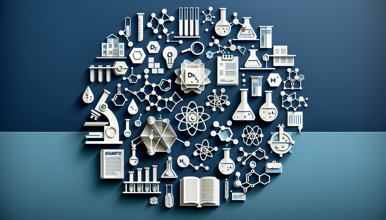 3D voxel art illustrating Organic Chemistry Seminar course content