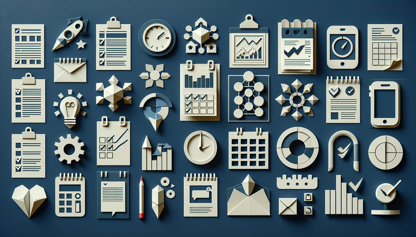 Colorful paper art depicting elements related to Project Management Fundamentals Quiz