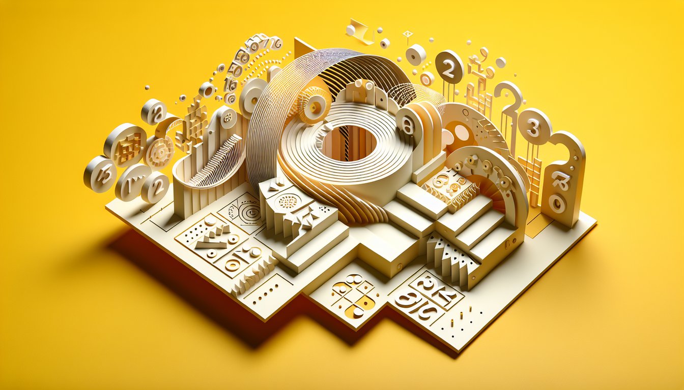 Paper art shapes and numbers on golden yellow background inviting users to spot next number in sequence pattern quiz