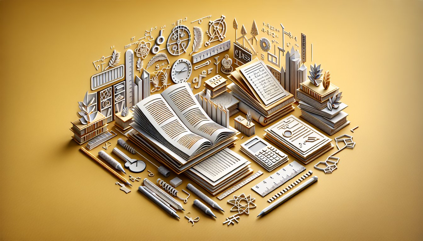Paper art illustration quiz challenge free SAT daily question covering English and Math skills on golden yellow background