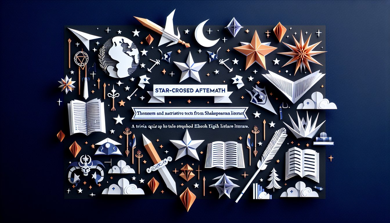 Paper art depicting trivia quiz on Star-Crossed Aftermath for high school English literature students.