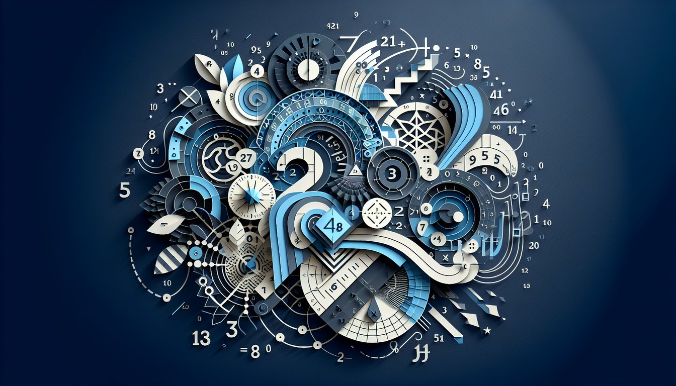 Paper art illustration for a challenging addition problems quiz on a dark blue background