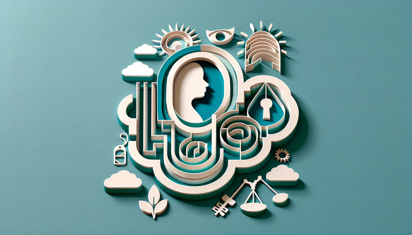 Paper art illustration for emotional abuse quiz on a teal background