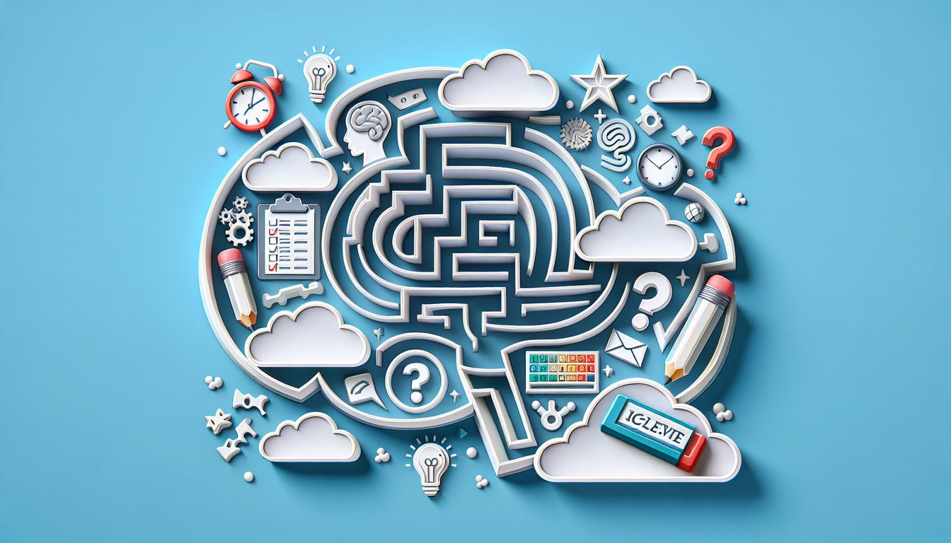 Illustration of a brain teaser quiz on a sky blue background.